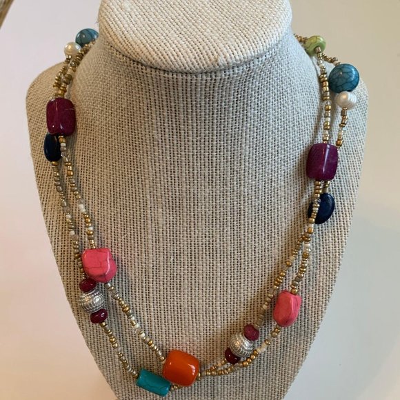 Chico’s NWT Necklace Multi Color Stones 17″ - Picture 3 of 12